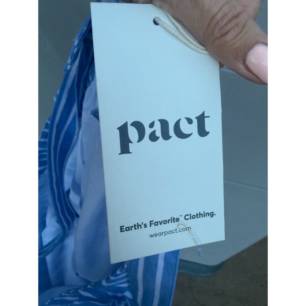 NWT Pact Sunset Easy Blue White Striped Cami Dress Tiered Organic Cotton Boho M - Picture 9 of 12
